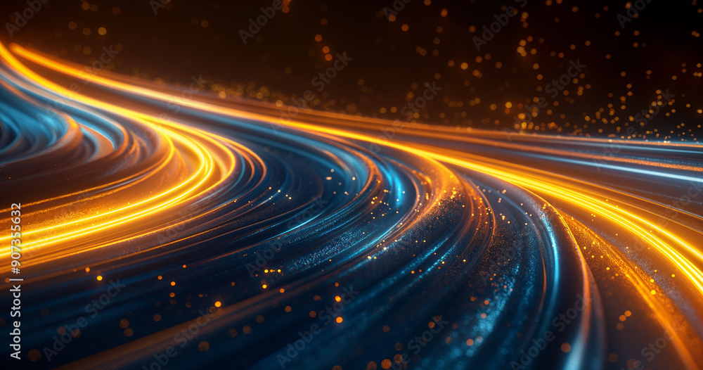 traffic on the road gold and blue neon speed line with black background traffic on the road gold and blue neon speed line with black background