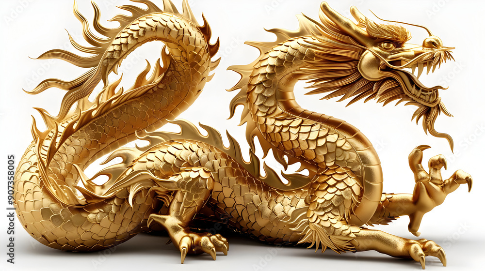 Golden Chinese Dragon Statue Golden Chinese Dragon Statue
