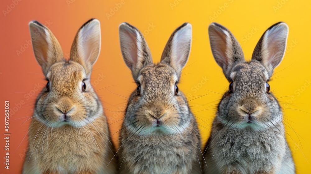 Obraz premium Three Adorable Rabbits
