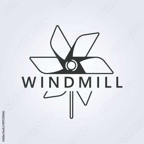 windmill icon logo line art illustration template graphic background design
