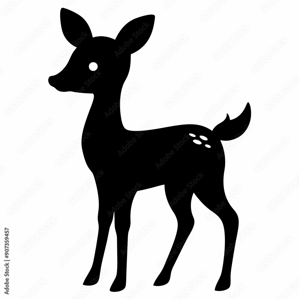 Obraz premium silhouette of a deer, deer vector illustration, pet vector art, deers silhouette, animal vector icon, eps, deer baby