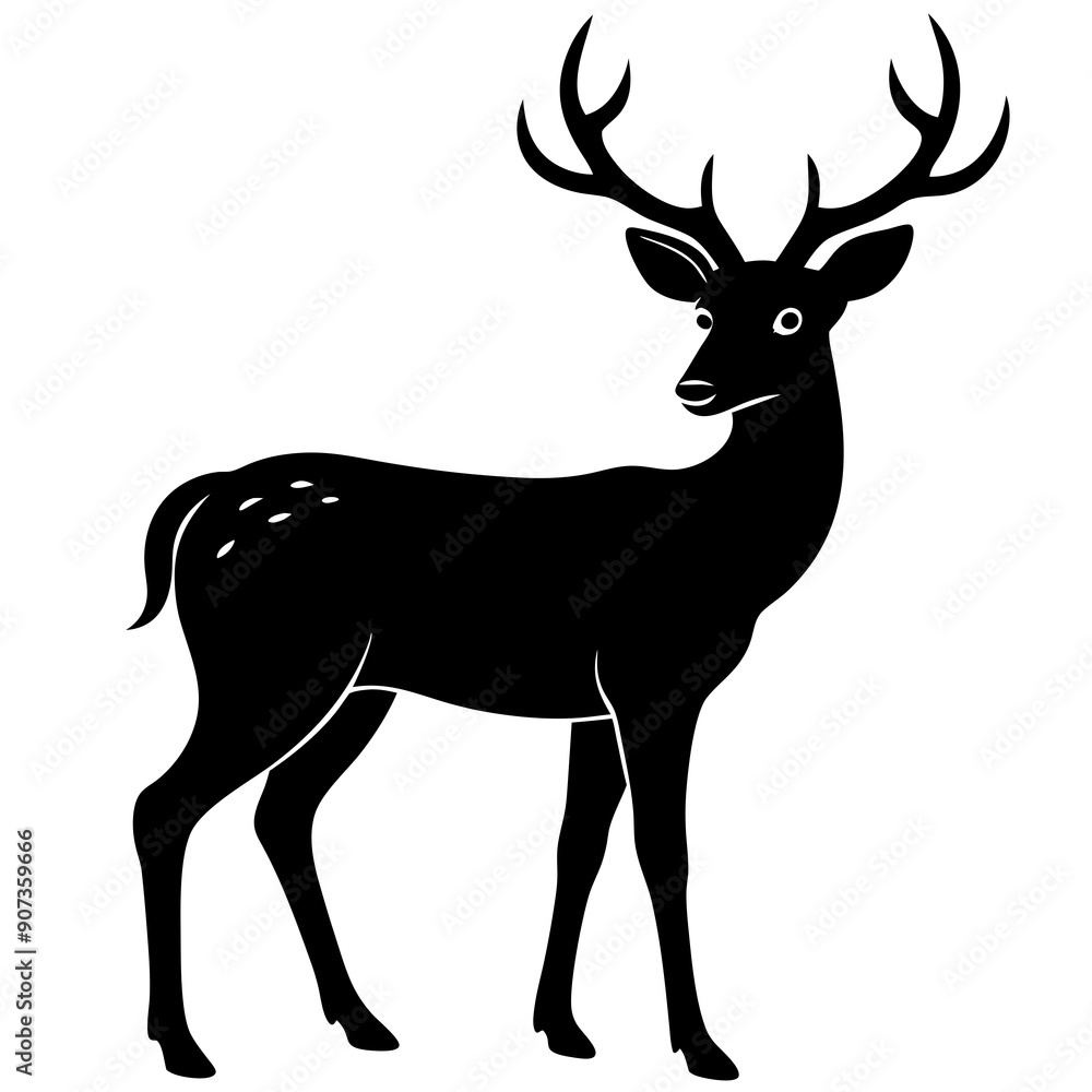Obraz premium silhouette of a deer, deer vector illustration, pet vector art, deers silhouette, animal vector icon, eps, deer baby