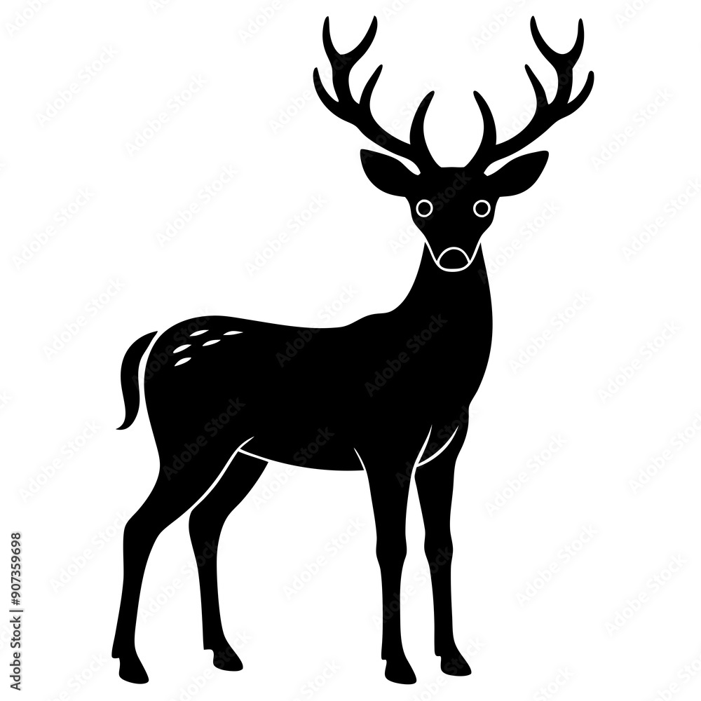 Fototapeta premium silhouette of a deer, deer vector illustration, pet vector art, deers silhouette, animal vector icon, eps, deer baby