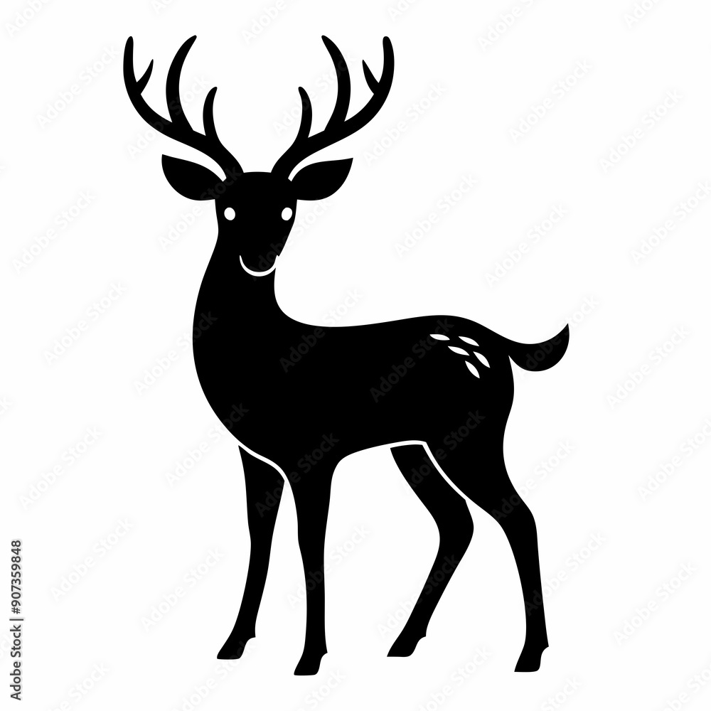 Obraz premium silhouette of a deer, deer vector illustration, pet vector art, deers silhouette, animal vector icon, eps, deer baby