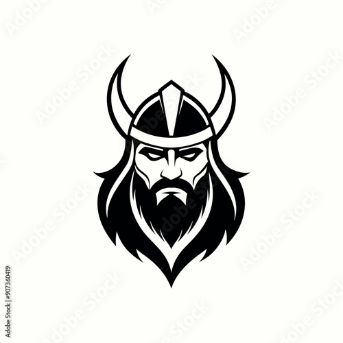 Modern Viking Head silhouette. Minimal powerful modern viking head logo. use logo t shirt 