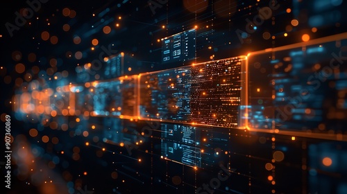 Wallpaper Mural Abstract network grid with files and folders in a futuristic software interface for digital document management, designed for storing, searching, and organizing documents in a corporate, Torontodigital.ca