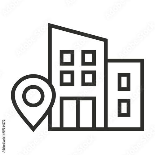 Building address outline icon, editable vector illustration and transparent graphic element. Isolated on white background