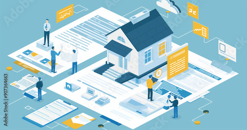 Document Management for Real Estate Transactions, Illustrate the efficiency of document management in real estate transactions with an image showing digital contracts