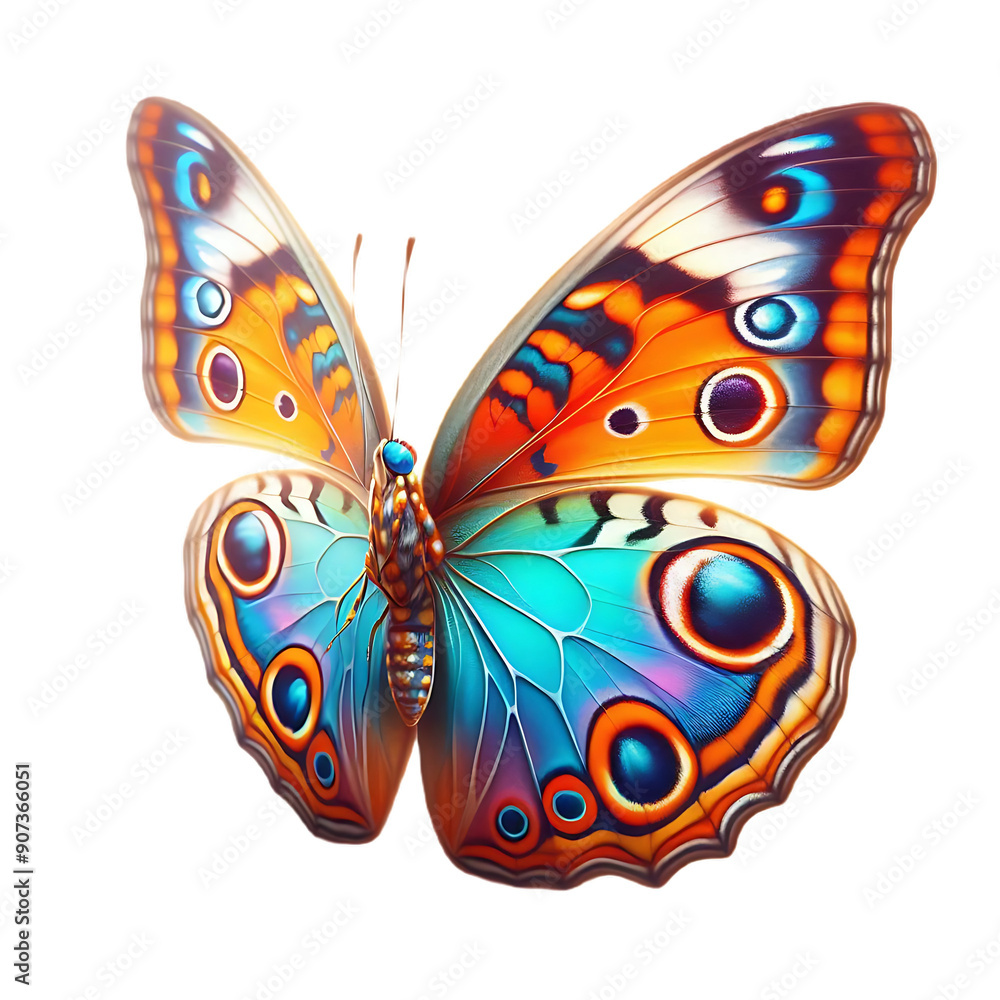 Colorful butterfly on transparent background, cutout, png Colorful butterfly on transparent background, cutout, png