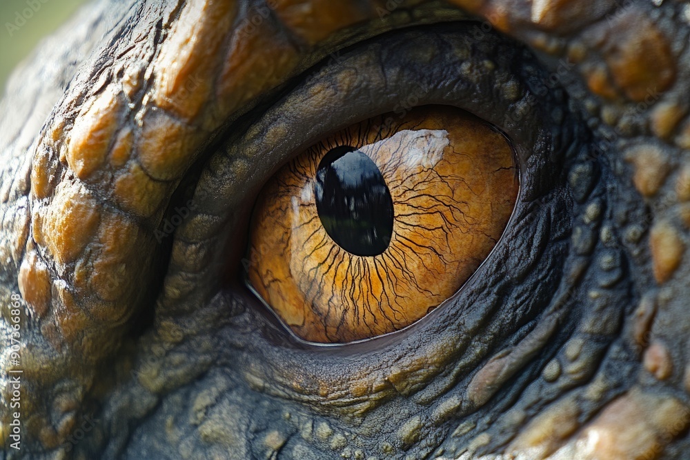 Close-up of a Tyrannosaurus Rex's eye, capturing the fierce gaze of the apex predator. High-resolution, detailed textures, crisp focus Close-up of a Tyrannosaurus Rex's eye, capturing the fierce gaze of the apex predator. High-resolution, detailed textures, crisp focus
