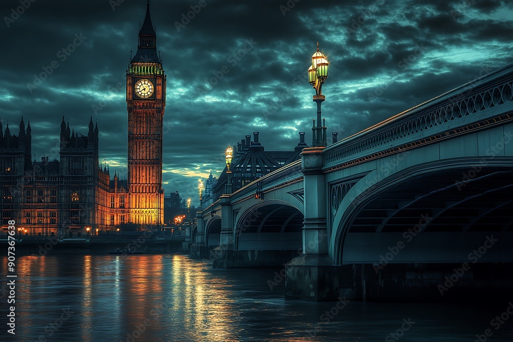 Naklejka premium The Westminster Palace and the Big Ben clocktower