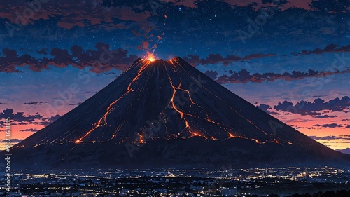 parcutin volcano mexico natural wonders around the world sunset view anime theme