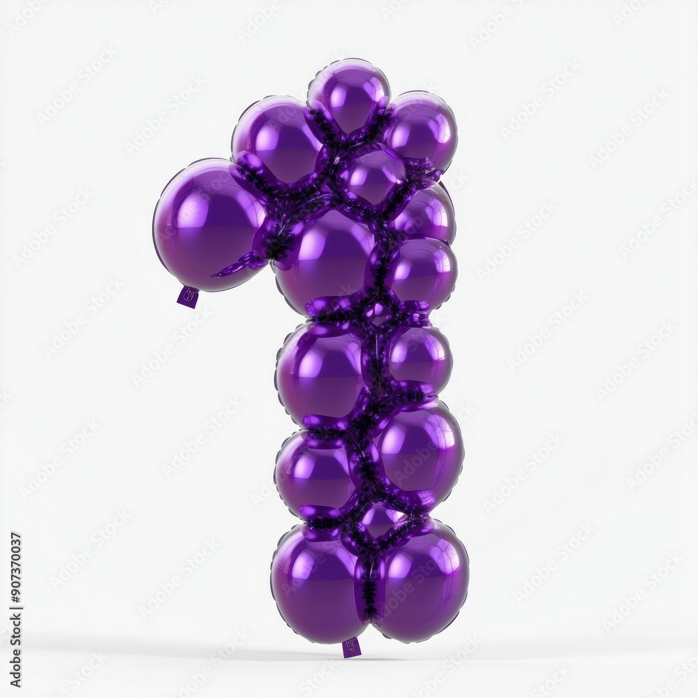 Fototapeta premium Purple Balloon Shaped Like the Number One