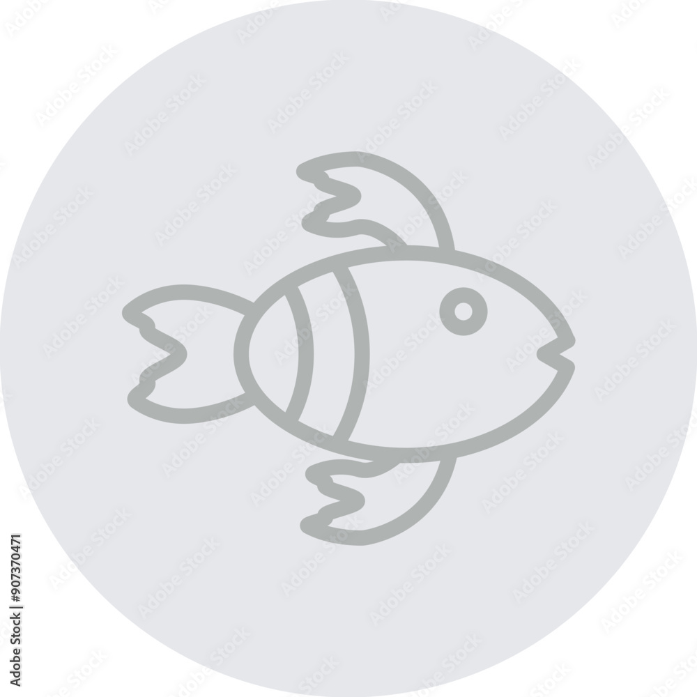 Tropical Fish Vector Line Grey Circle Grey Tropical Fish Vector Line Grey Circle Grey