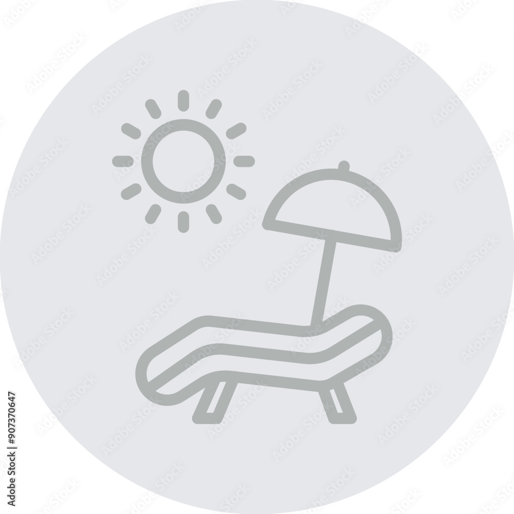 Beach Chair Vector Line Grey Circle Grey Beach Chair Vector Line Grey Circle Grey