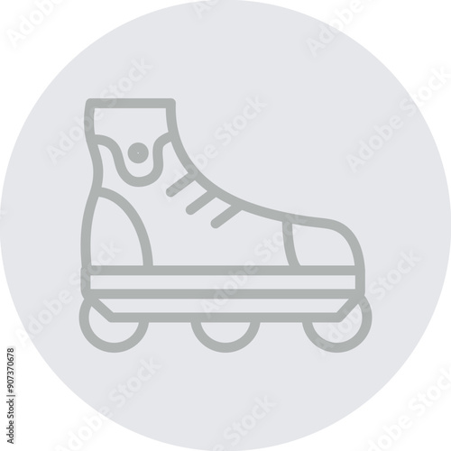 Rollerblades Vector Line Grey Circle Grey