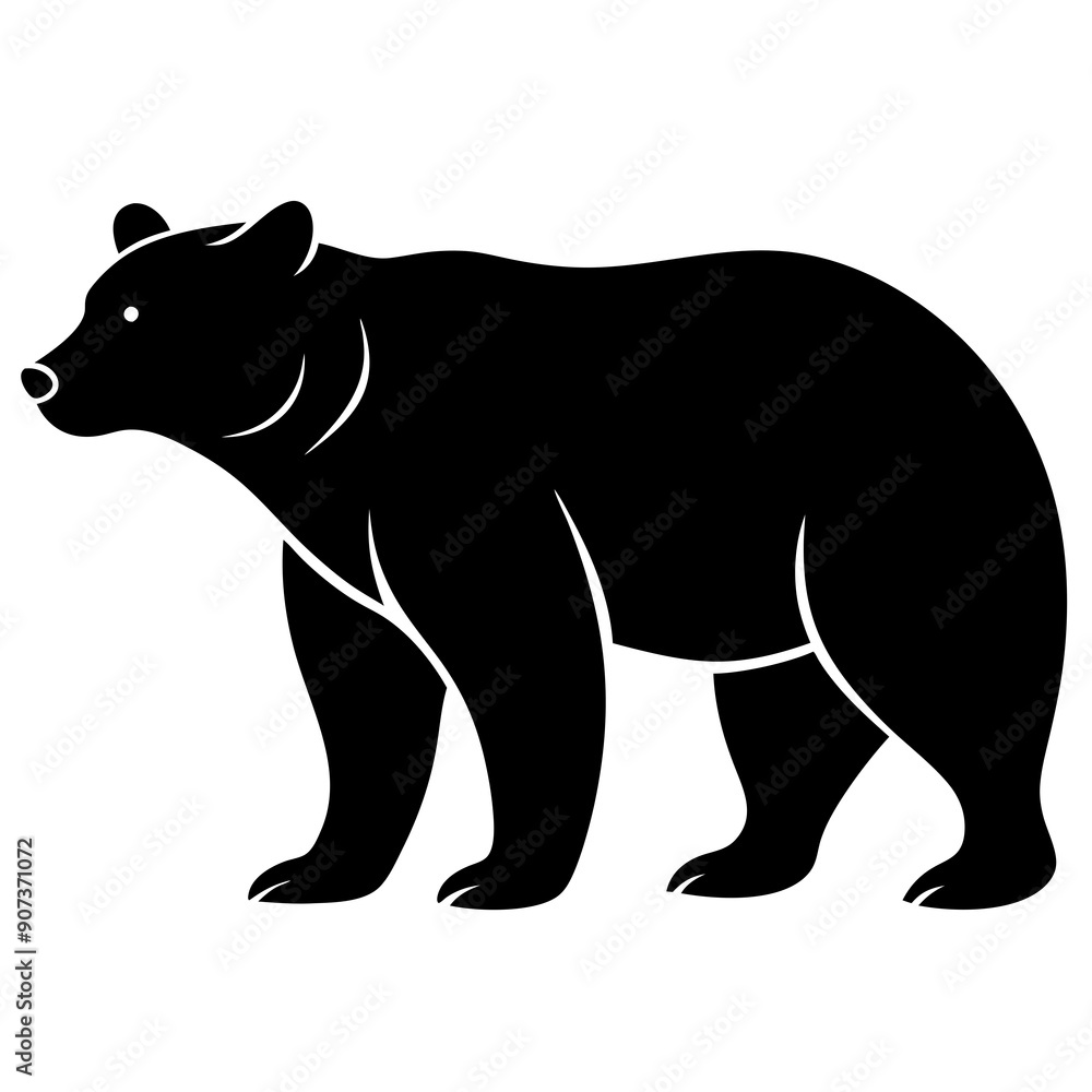 Fototapeta premium silhouette of bear, bear vector illustration, pet vector art, bears silhouette, animal vector icon, eps, bear head