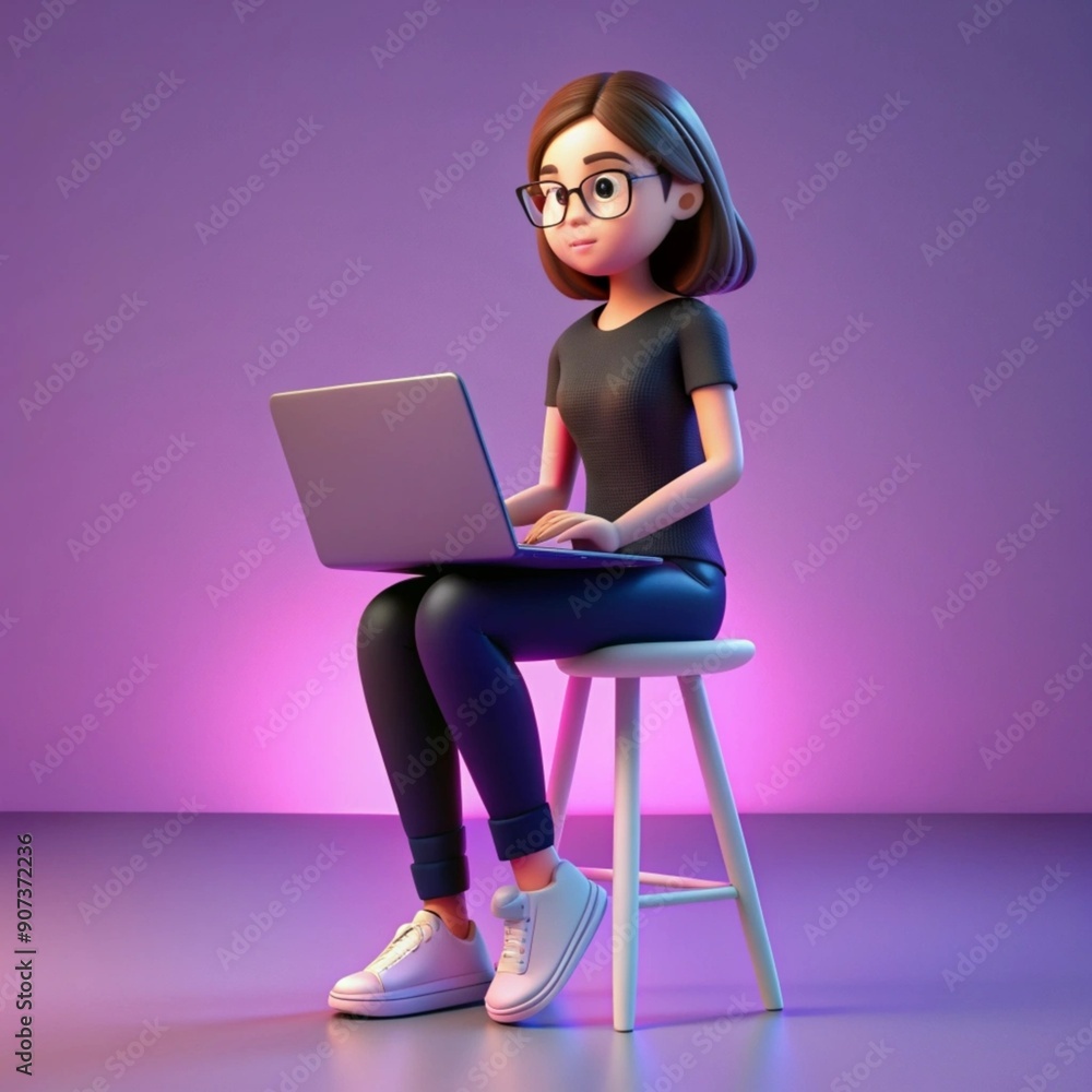 3d-rendering-cartoon-like-woman-working-computer 3d-rendering-cartoon-like-woman-working-computer