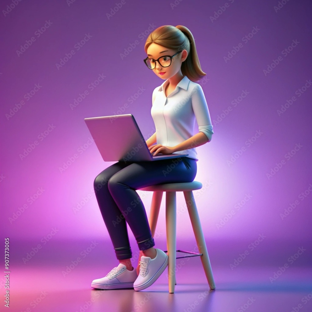 3d-rendering-cartoon-like-woman-working-computer 3d-rendering-cartoon-like-woman-working-computer