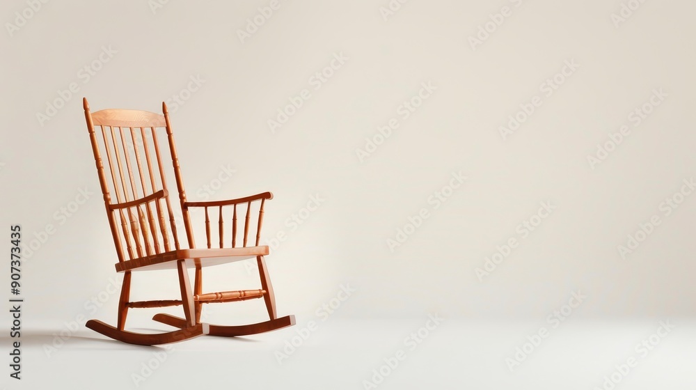 Detailed image of an antique wooden rocking chair, showcasing its timeless craftsmanship, isolated on a clean background with space for text Detailed image of an antique wooden rocking chair, showcasing its timeless craftsmanship, isolated on a clean background with space for text