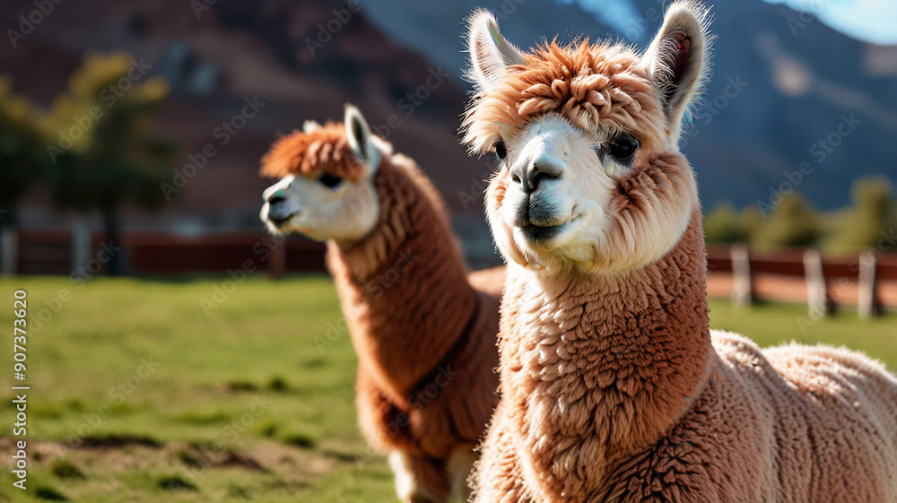 Obraz premium 8K High-Resolution Neutral Design Alpaca Wallpaper