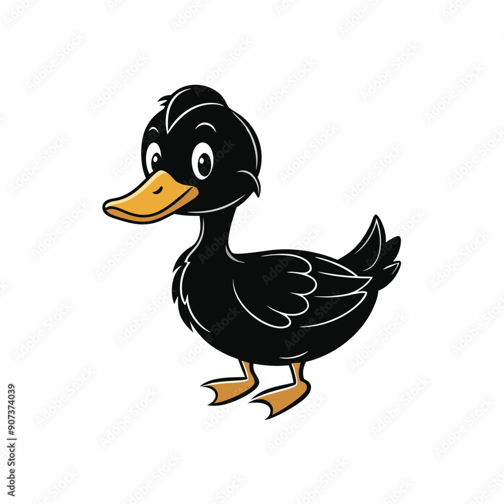 Fototapeta premium duck isolated on white, duck vector illustration, pet vector art, ducks silhouette, animal vector icon, eps
