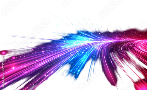 Abstract vector light ray dark blue and pink isolated on transparent background. 
