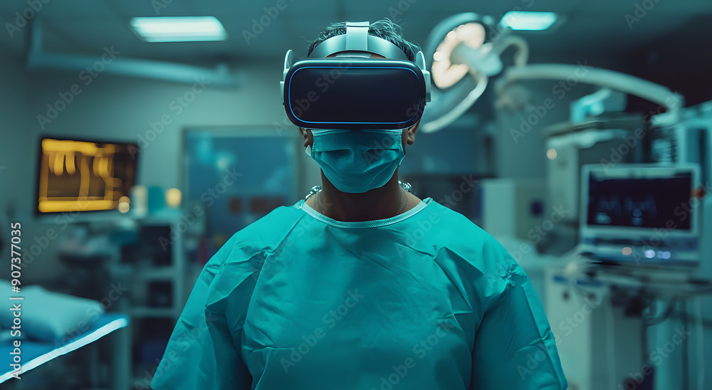A Doctor Wearing AR Glasses in an Operating Room Cinematically A Doctor Wearing AR Glasses in an Operating Room Cinematically