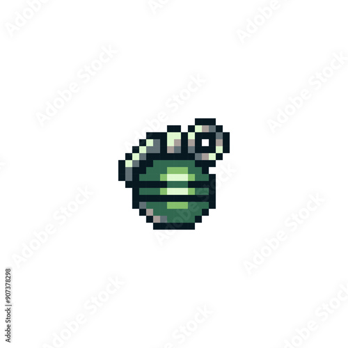 Bomb grenade pixel art style icon, isolated vector illustration. Design for sticker, mobile app and logo. Game assets 8-bit sprite.