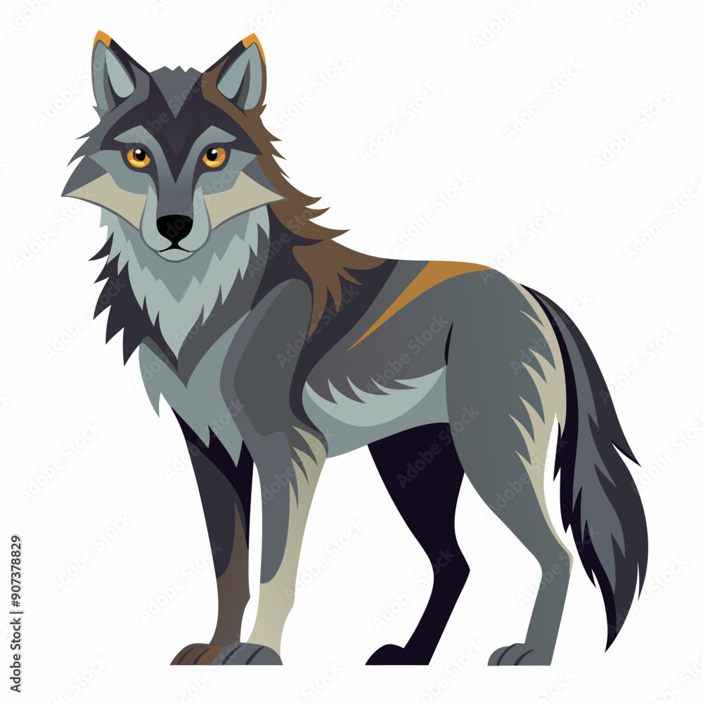 Fototapeta premium illustration of fox, wolf vector illustration, pet vector art, wolfs silhouette, animal vector icon, eps