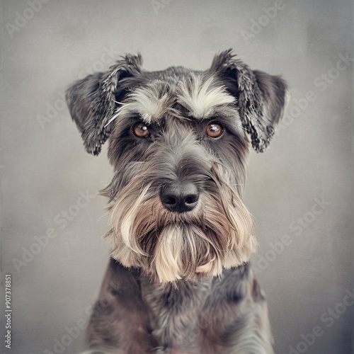 Close-up Portrait of a Miniature Schnauzer Dog