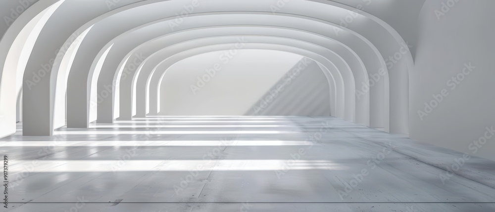 Fototapeta premium An ultramodern, supernatural scene, a spacious style podium offers an open design with clean lines and airy elements