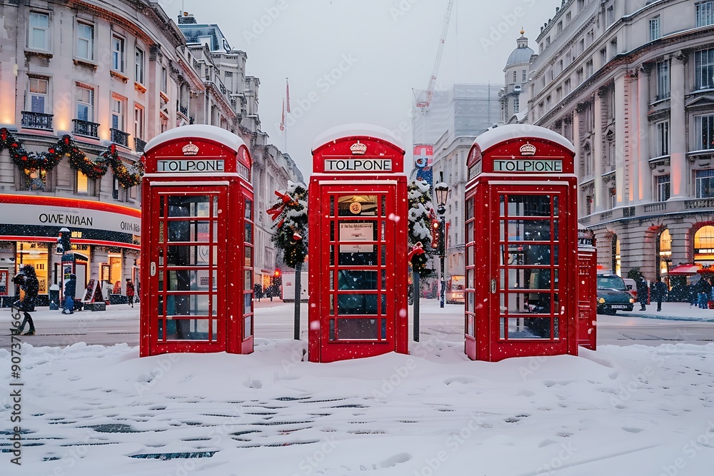 London Red Telephone Boxes, Phone boxes in the Snow, London Snow, Covent Garden Snow, Telephone Box in the Snow. White Christmas in London London Red Telephone Boxes, Phone boxes in the Snow, London Snow, Covent Garden Snow, Telephone Box in the Snow. White Christmas in London