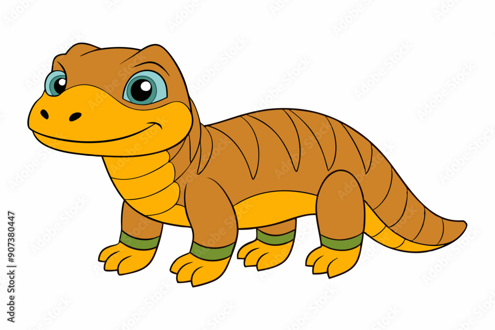 Fototapeta premium Kawaii Komodo dragon vector illustration