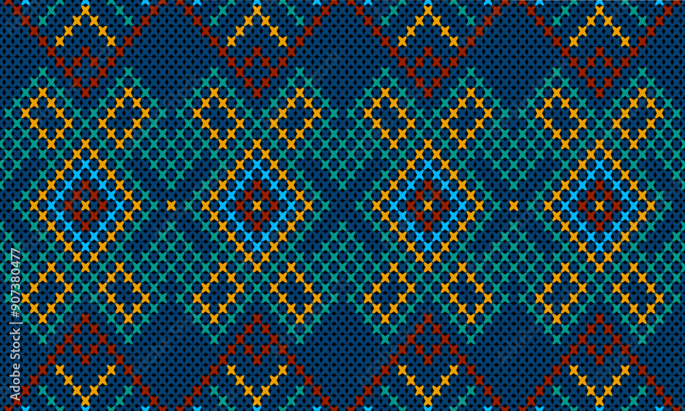 Seamless Knitted Pattern. Heart Cross Stitch Embroidery seamless pattern on background. Design for fashion texture,fabric,clothing,wrapping,print geometric ethnic oriental. Seamless Knitted Pattern. Heart Cross Stitch Embroidery seamless pattern on background. Design for fashion texture,fabric,clothing,wrapping,print geometric ethnic oriental.