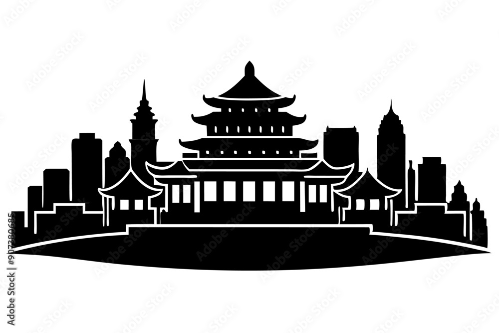Obraz premium Beijing China City Vector Silhouette - Printable Graphic Design File