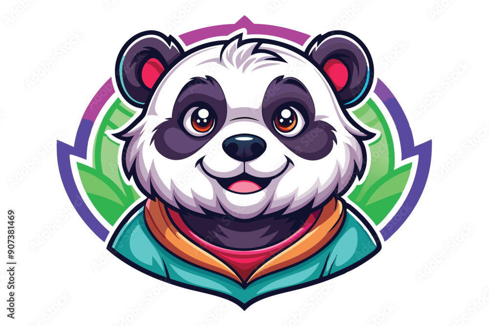 Obraz premium Cartoon Panda with Colorful Background and Hoodie