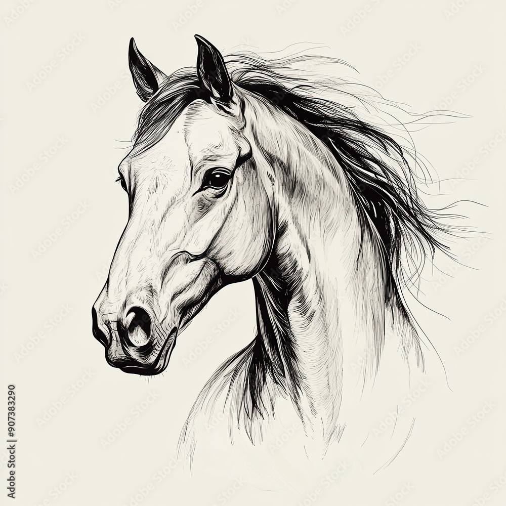 Hand drawn sketch of a horse in vector illustration Hand drawn sketch of a horse in vector illustration