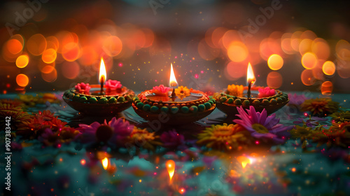 Diwali Lights & Flowers