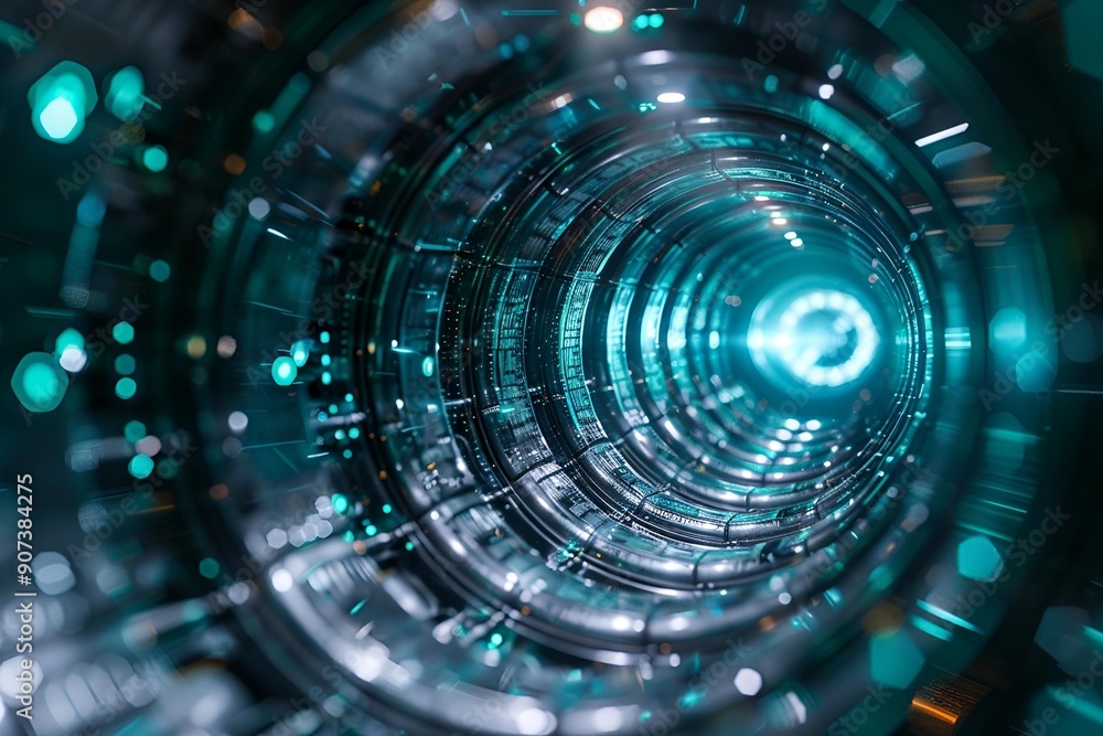 Circular Tunnel Illuminated by Glowing Lights Circular Tunnel Illuminated by Glowing Lights