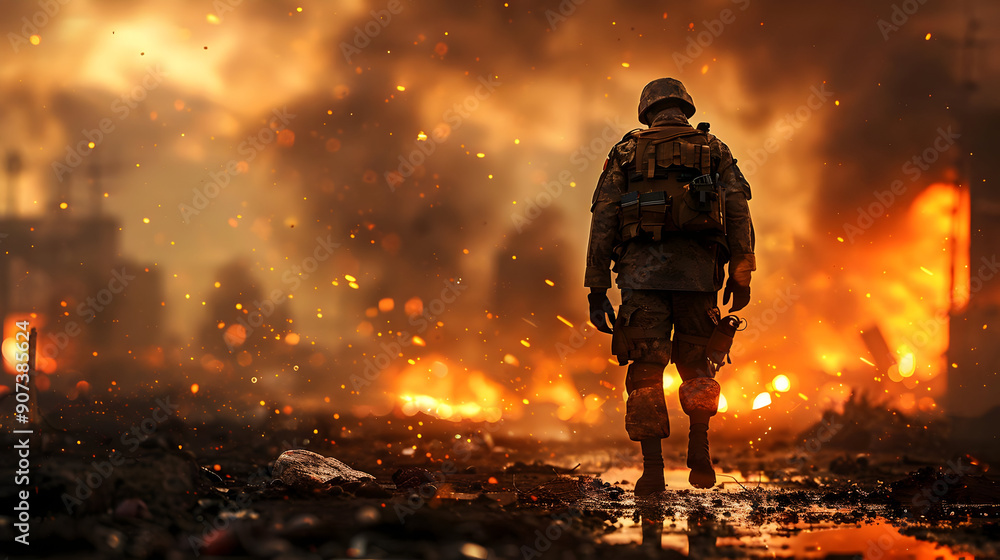Soldier Walking Through Fire Soldier Walking Through Fire
