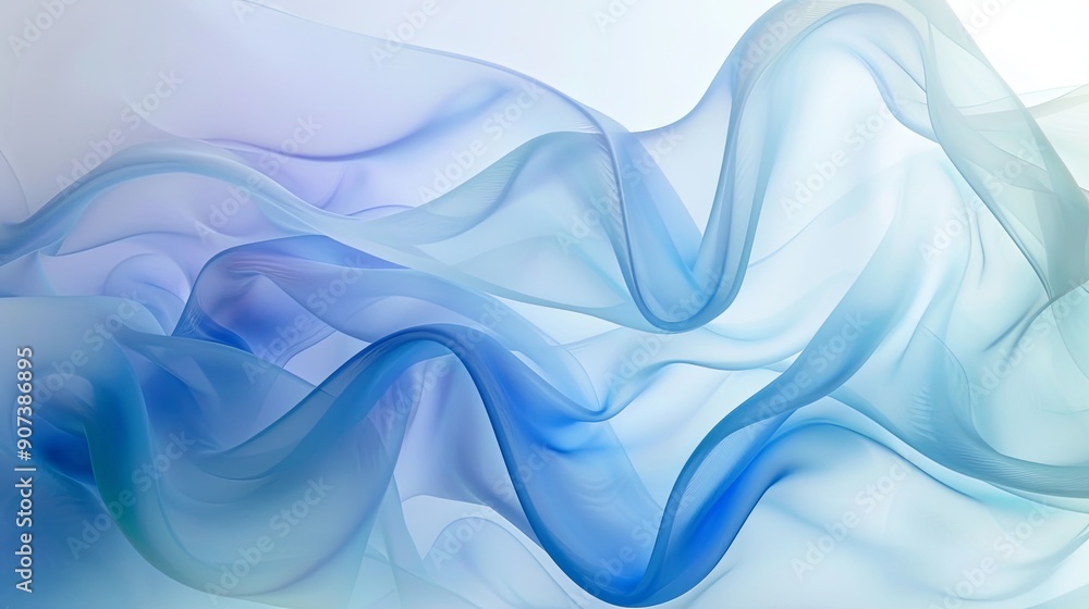 Fototapeta premium Elegant Gradient Frosted Glass Sculpture, Flowing Transparent Design with Cyan and Powder Blue Tones, Artistic Glassware for Modern Decor and Aesthetic Appeal