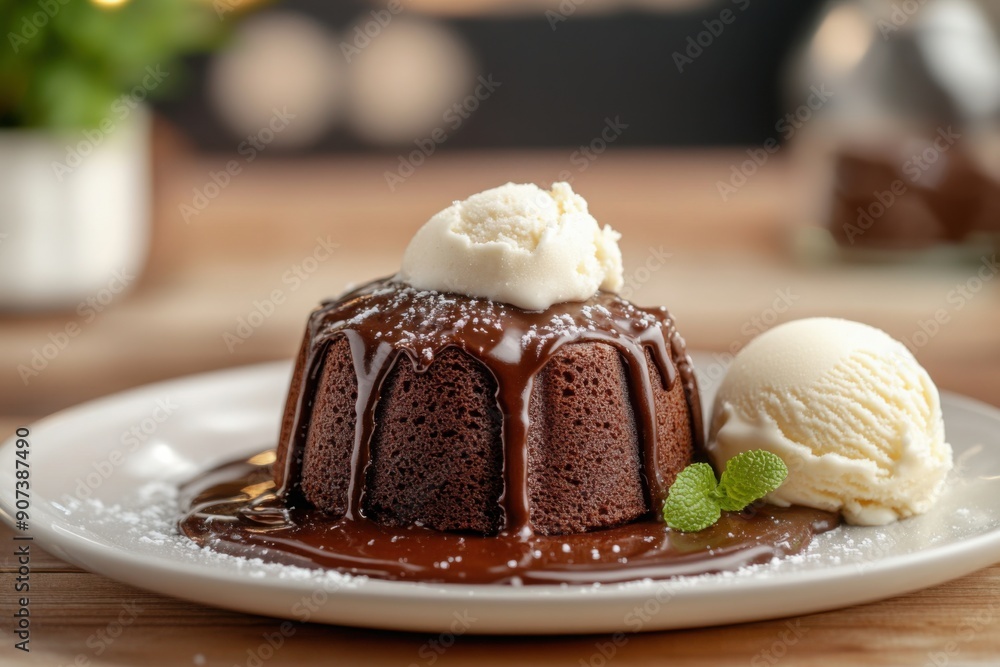 Chocolate Lava Cake with Double Scoop of Vanilla Ice Cream Chocolate Lava Cake with Double Scoop of Vanilla Ice Cream
