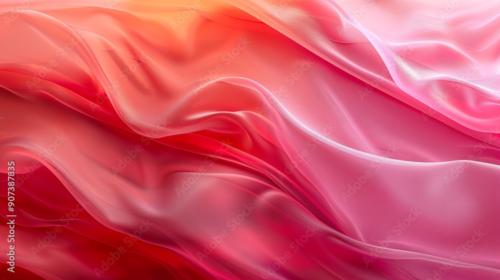 Obraz premium Elegant Gradient Frosted Glass Vase with Flowing Crimson and Coral Tones, Exuding a Sophisticated and Artistic Ambiance