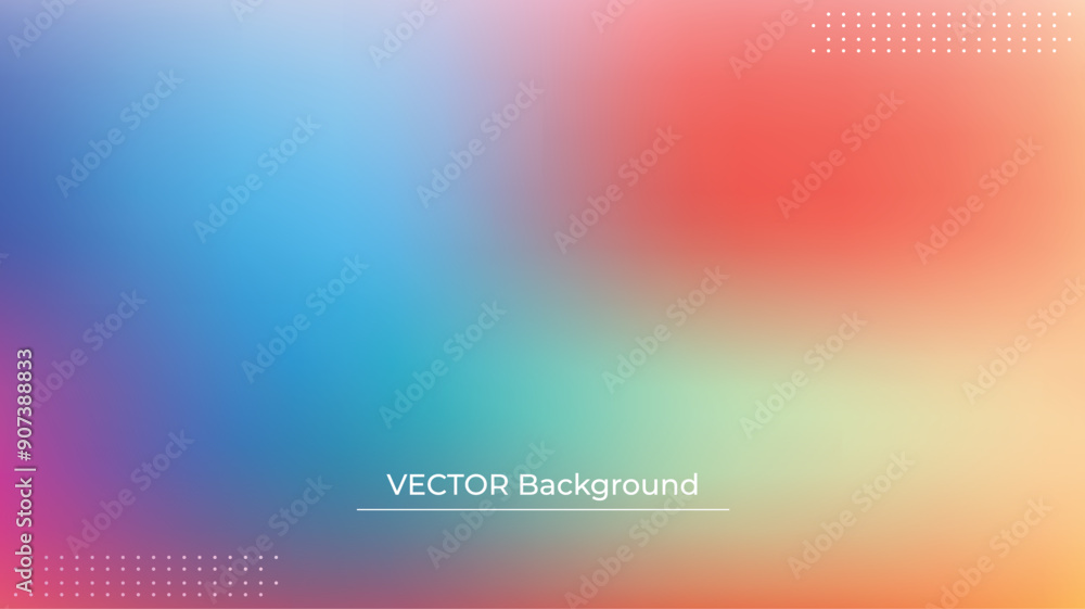 Abstract blurred gradient mesh background in bright rainbow colors. Colorful smooth banner template. Easy editable soft colored vector illustration in EPS10 without transparency.