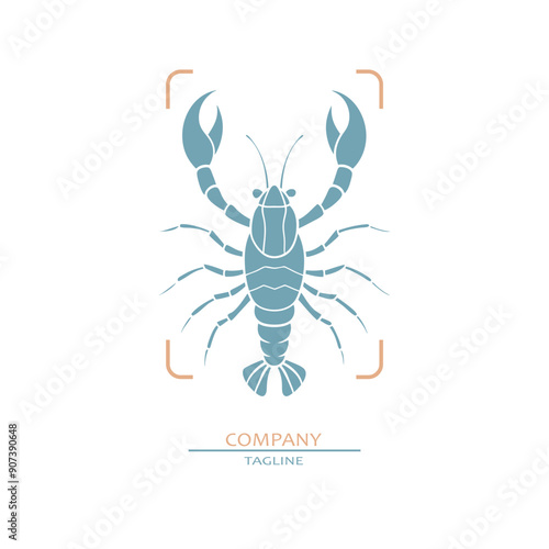 Lobster or crayfish emblem. Seafood shop logo, signboard, restaurant menu, fish market, banner, poster design template. Fresh seafood or shellfish product.