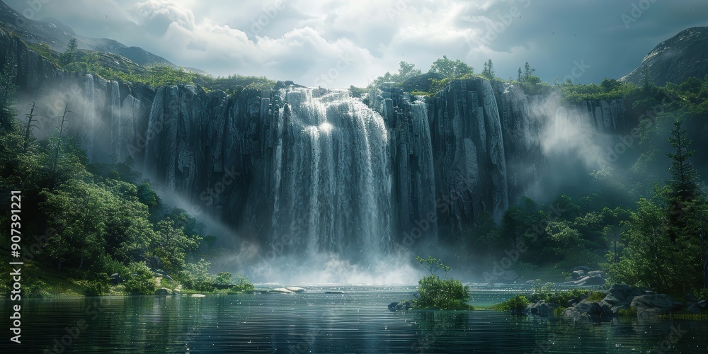 Fototapeta premium Waterfall in a Lush Forest