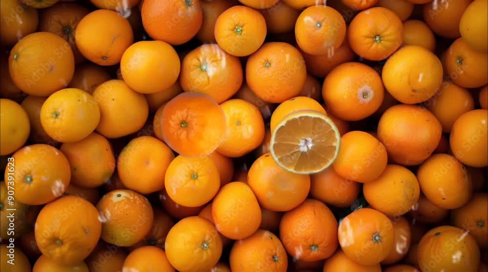 Oranges with water splash. Seamless looping time lapse 4k video animation background Oranges with water splash. Seamless looping time lapse 4k video animation background