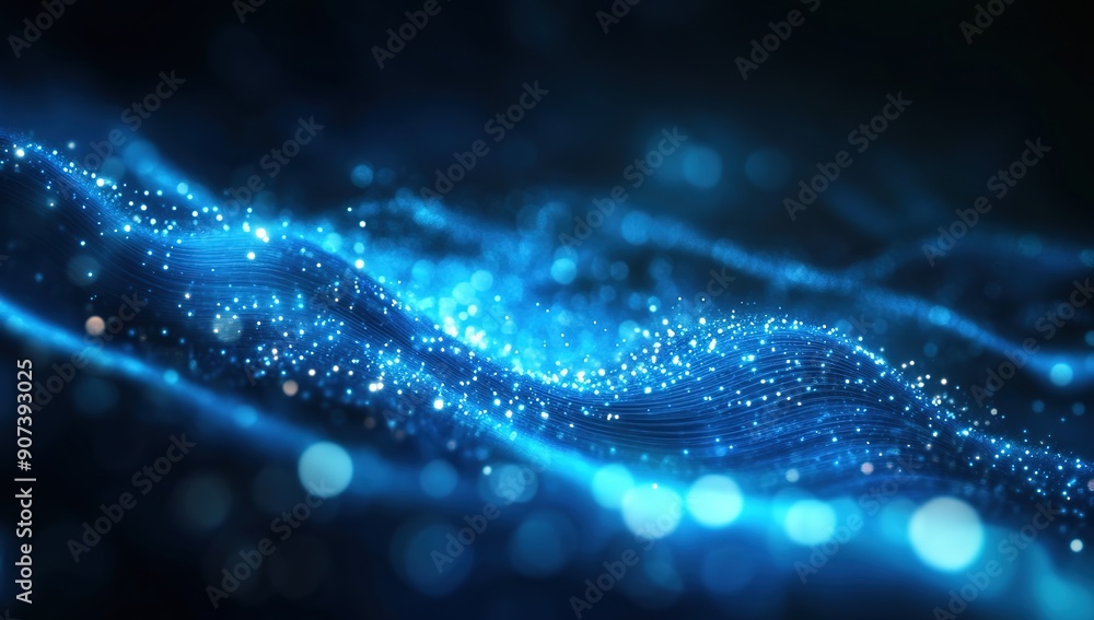 Abstract Blue Background with Blurred Light Waves, Ideal for Design and Technology Concepts with Copy Space Abstract Blue Background with Blurred Light Waves, Ideal for Design and Technology Concepts with Copy Space