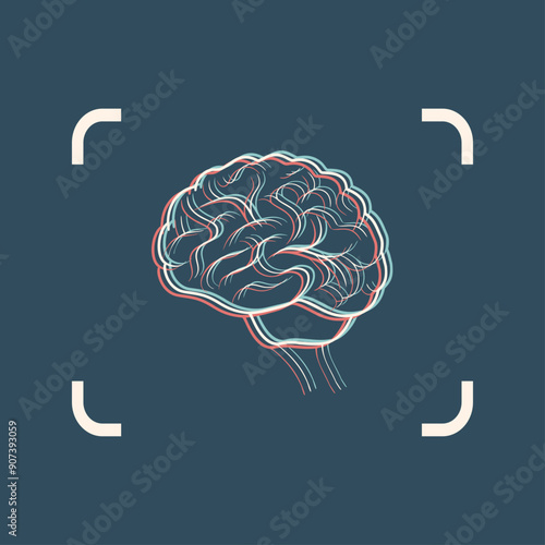 Psychotherapy, stress and psychosis. Human side view with glitch effect, symbolizing a depressed state of a person. Personality disorder and depression